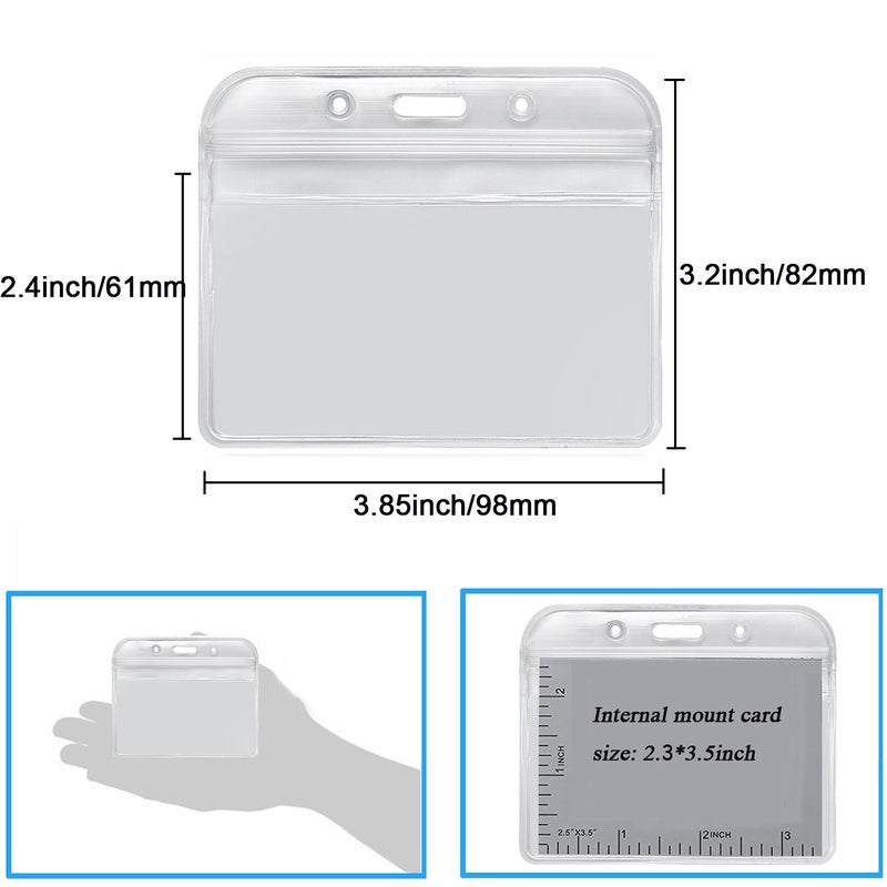 YOUOWO 12 Pack Horizontal ID Card Badge Holders 3.2 x 3.85 inches, Fits 2.3 x 3.5 Name Tag Insert Waterproof Punched Zipper Resealable Clear Plastic Labels Credit Cards - Image 3